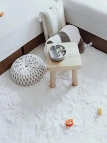 1pc Faux Rabbit Fur Modern Home Decoration Carpet Bedroom Mat, Suitable As Bedside Rug For Living Room And Bedroom - White - View 5