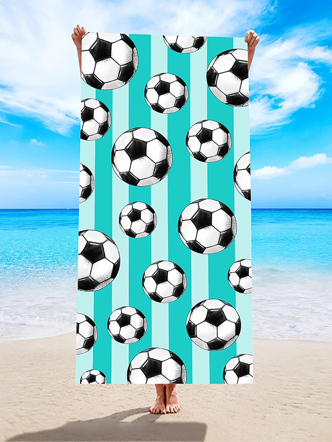 Bộ 1 Khăn Đi Biển Họa Tiết Bóng Đá, Khăn Tắm Microfiber, Khăn Đi Hồ Bơi Thời Trang Du Lịch, Nghỉ Mát, Hè - Nhiều màu - Xem 1