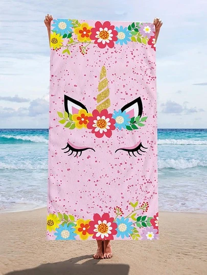獨角獸印花沙灘巾