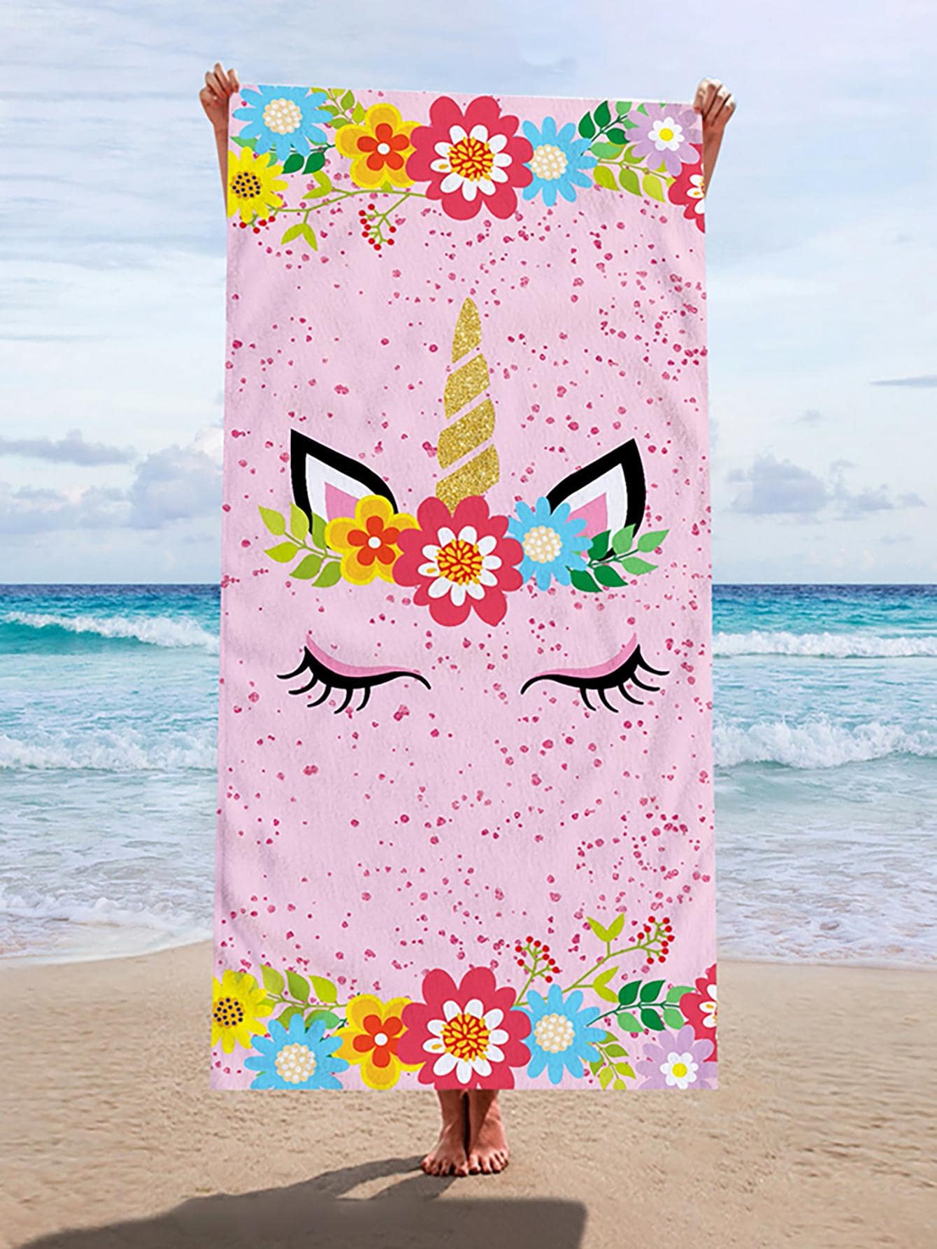 獨角獸印花沙灘巾