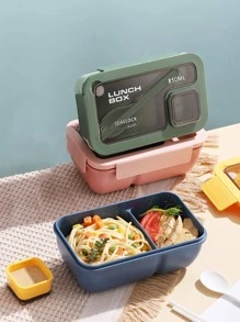 1 pieza Caja de almuerzo con estampado de letra de color al azar - Multicolor - Ver 3