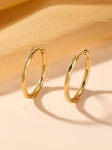 1 đôi bông tai dạng vòng kết cấu thời trang cho phụ nữ để trang trí hàng ngày - Vàng - Xem 1