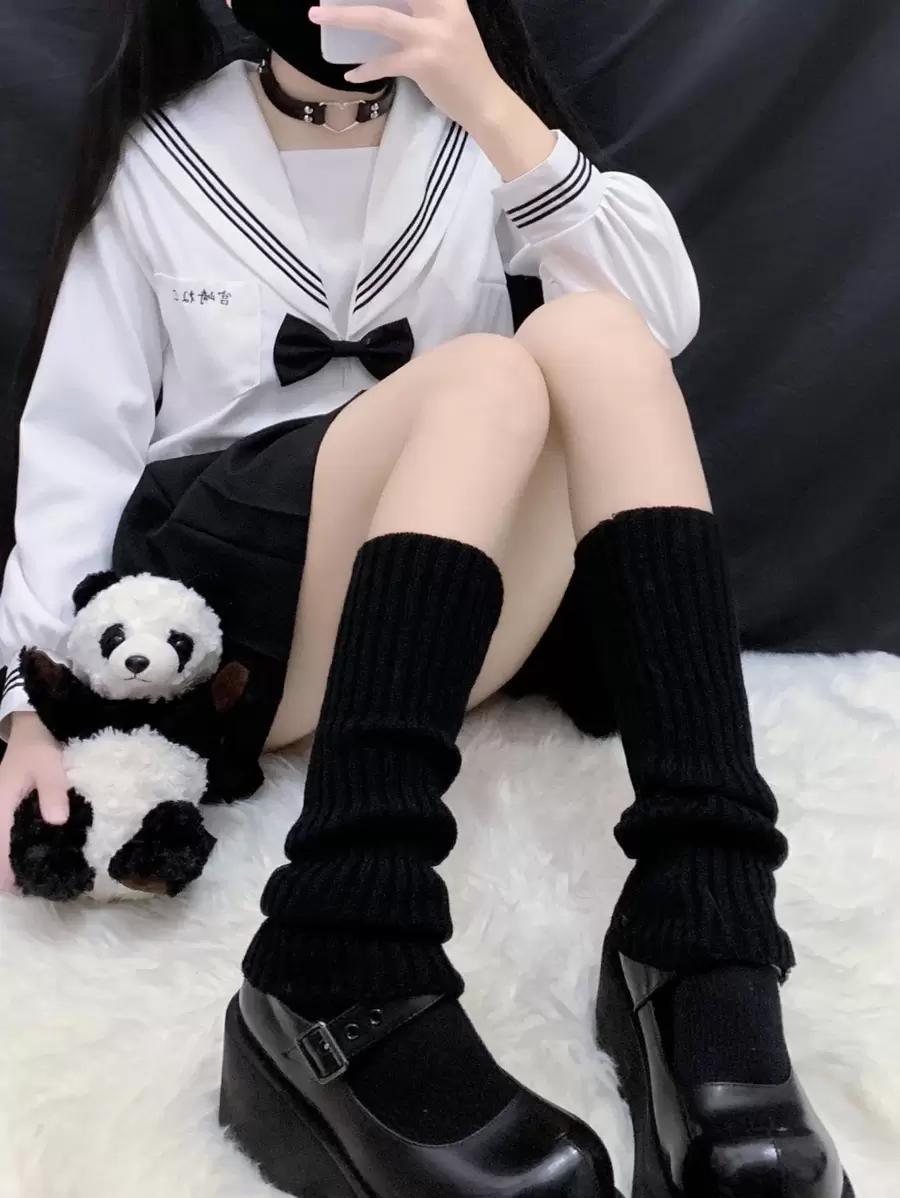 1 Pair Lolita Girl Leg Warmers, Suitable For JK Girl Outfit, Long Tube Leg Warmers