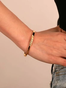 Charm-In 1pc Fashionable Commuting Gold Rhinestone Open Cuff Bracelet For Women - Yellow Gold - View 2