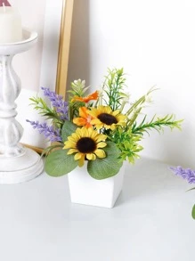 1 件迷人人造向日葵迷你盆栽植物 - 适合家庭、餐厅、桌面、窗台、大堂、花园、假向日葵装饰、家庭和户外装饰，非常适合婚礼和季节性庆祝活动 - 彩色 - 查看 3