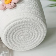 1pc Rope Basket, Woven Basket, Desktop Storage Box, Sundries Storage Organizer, Household Storage Container - White - View 3