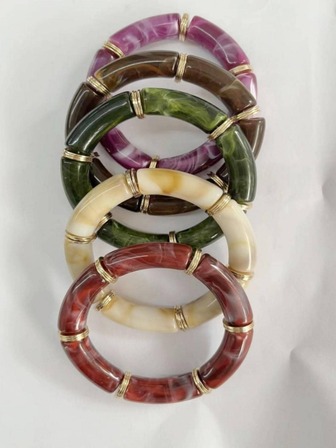 1入組時尚大理石圖案串珠手鏈適合女士適用於日常生活