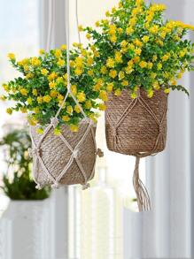 1 Hoa giả, Hoa giả bằng nhựa đơn giản để trang trí trong nhà và ngoài trời - Màu vàng - Xem 5
