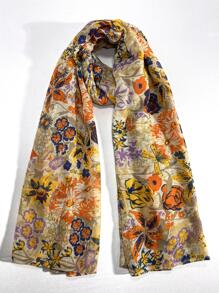 1條女士花卉印花時尚圍巾送給母親禮物 - 彩色 - 查看 1