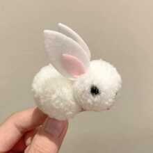 2pcs Fluffy Rabbit Decor Hair Clip - Multicolor - View 4