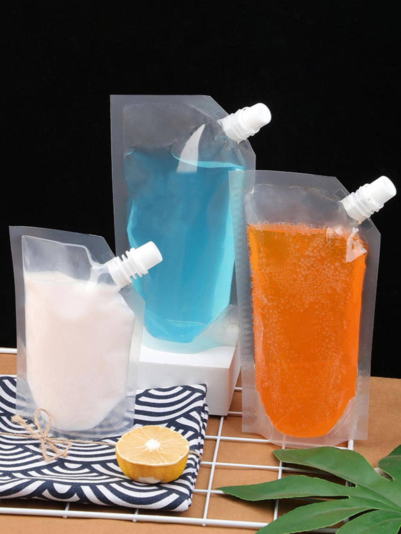 5 chiếc/10 chiếc/20 chiếc Túi đựng đồ uống chống rò rỉ có thể nạp lại và đóng lại 8oz cho trà sữa, sữa, đồ uống và rượu, 250ML - Trong sáng - Xem 1
