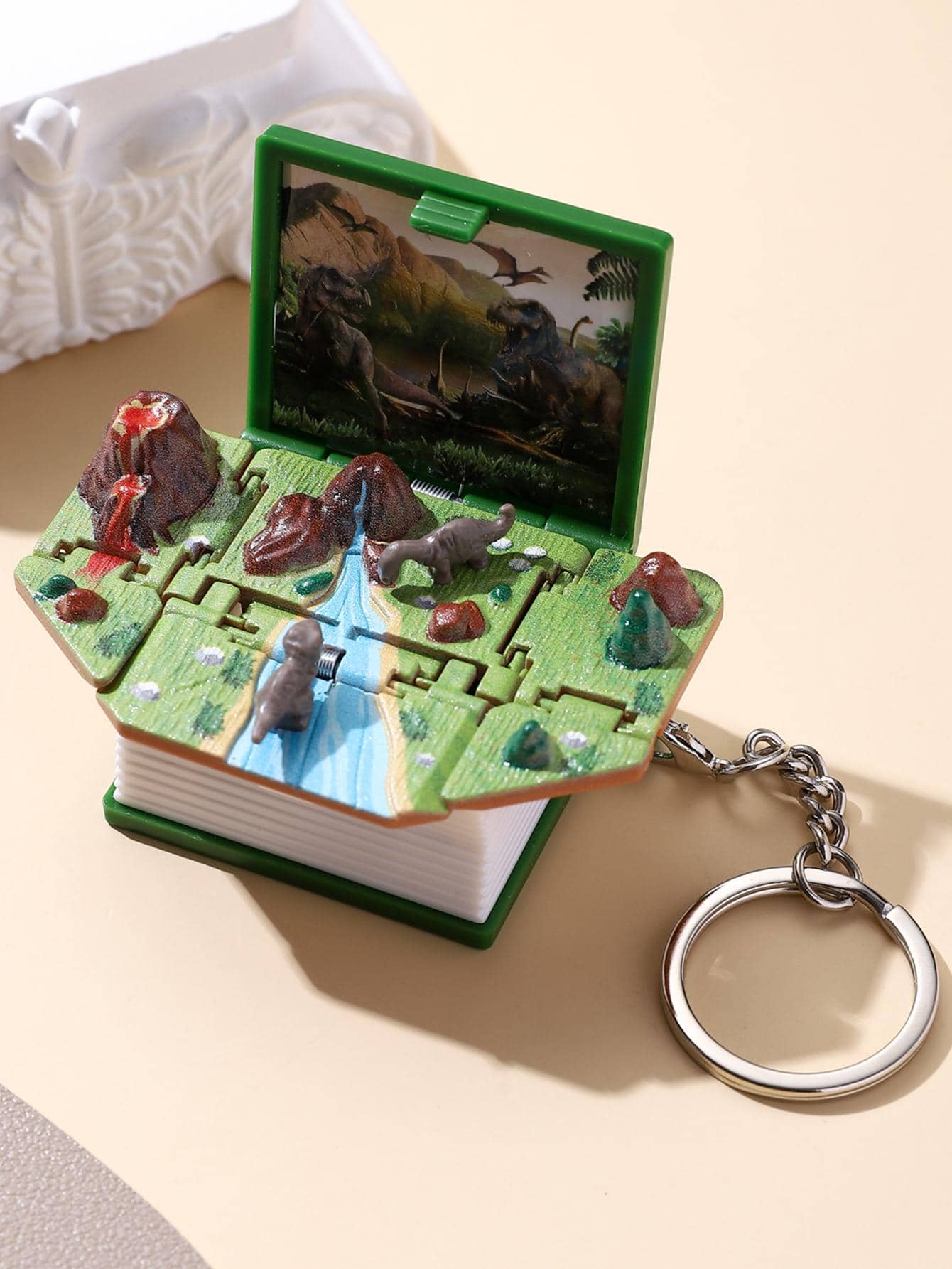 1 Móc Khóa Sách Mini 3D Hoa Văn Ngẫu Nhiên, Móc Khóa Giải Nén Sáng Tạo Thông Thường