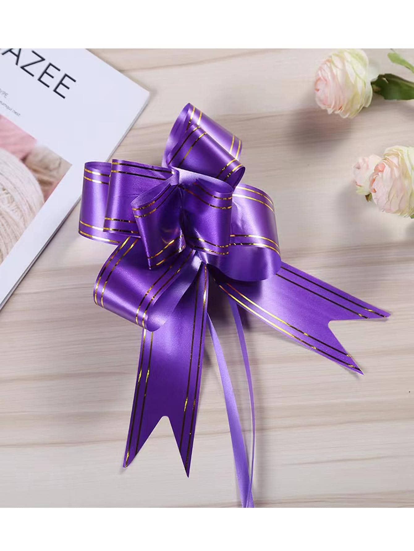 10 Chiếc Kim Loại Gói Quà Kéo Hoa Đơn Giản Nhựa Gói Quà Nơ Trang Trí Nhà Cửa - Màu tím - Xem 1
