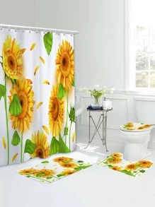 1 In Hoa Hướng Dương Thảm Nhà Tắm Hoặc 1 Thảm Nhà Tắm, Polyester Hiện Đại Thảm Vệ Sinh, Màn Ngăn Nhà Tắm - Nhiều màu - Xem 1