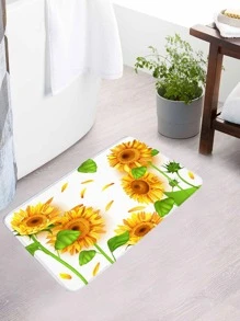 1 In Hoa Hướng Dương Thảm Nhà Tắm Hoặc 1 Thảm Nhà Tắm, Polyester Hiện Đại Thảm Vệ Sinh, Màn Ngăn Nhà Tắm - Nhiều màu - Xem 3