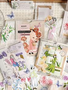 80 Cái/gói Bướm & Hình Đồ Họa Các Loại Miếng Dán, Vintage Đa Năng Miếng Dán Trang Trí Cho Thủ Công DIY, Tay Tài Khoản - Màu xanh lam - Xem 4