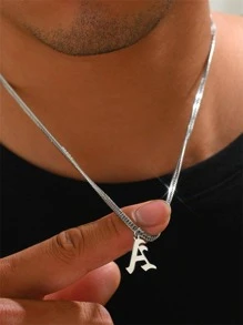 1 Miếng Thời trang Thép không gỉ Mặt dây chuyền chữ cái Dây chuyền Cho nam giới Đối với Cuộc sống hàng ngày , Đối với Đồ trang sức Qủa tặng Và Buổi tiệc - Bạc - Xem 2