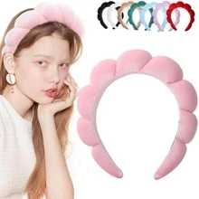 1pc Fashionable Velvet Sponge Spa Headband For Women, Hair Accessory For Washing Face, Makeup, Skincare; Adorable Shower Headband Suitable For Women To Wear While Sleeping, In Pajama Parties Or As A Gift