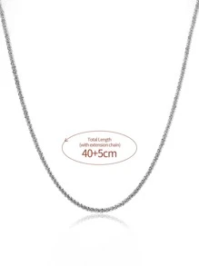 1 vòng cổ dây chuyền tối giản màu bạc thanh lịch cho phụ nữ cho cuộc sống hàng ngày - Bạc - Xem 5