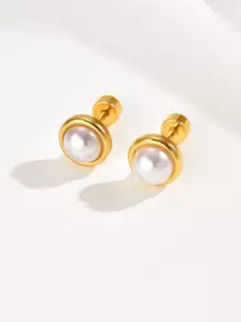 1对时尚简约百搭优雅可爱女士耳钉 - 彩色 - 查看 3