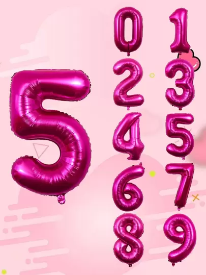 1 个数字形状气球，32 英寸粉色气球，适合生日派对、圣诞节