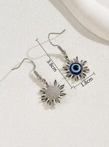 1 Par Pendientes Colgantes De Y Charm Con Motivo Del Sol Y Ojo Maligno Para Mujeres, Accesorio Único Y Fresco Para Fiestas Y Celebraciones De Año Nuevo Y Festivales - Multicolor - Ver 5