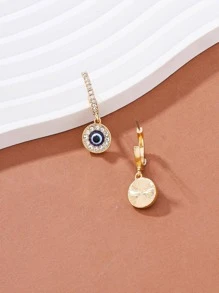 1 Pair Versatile Fully Rhinestone Demon Eye Pendant Earrings For Women - Yellow Gold - View 3