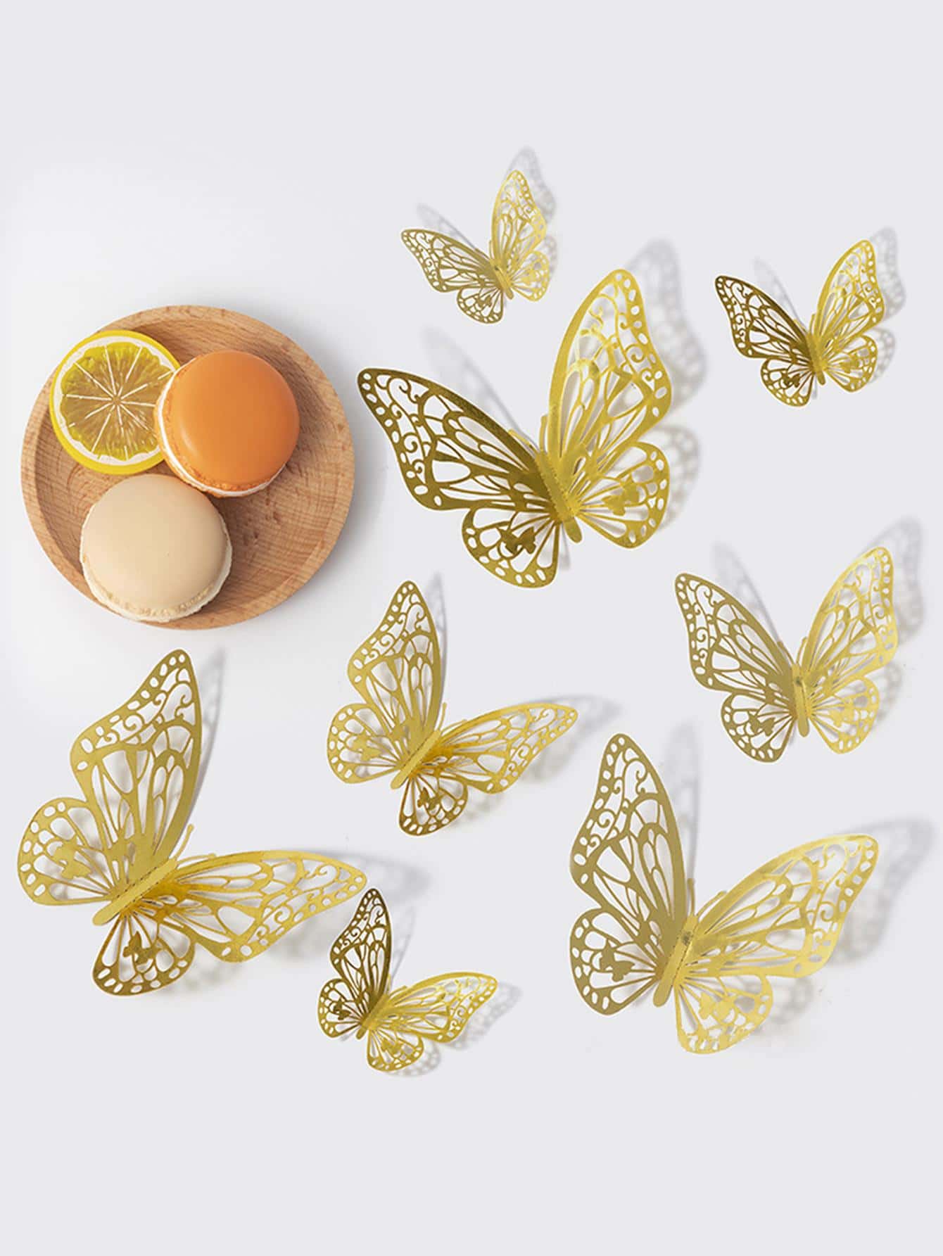 6pcs Hollow Out 3D Butterfly Sticker - Gold - View 1