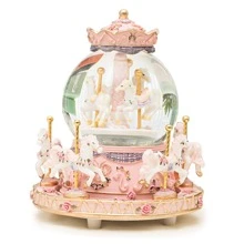 LOVE FOR YOU Gift Wrapped Music Box Carousel Horses Color Changing Lights Unicorn Snow Globe For Women Friends Female Kids Baby Girls Sister Niece Granddaughter Daughter Mom Birthday