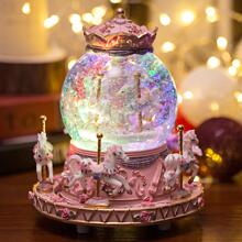 LOVE FOR YOU Gift Wrapped Music Box Carousel Horses Color Changing Lights Unicorn Snow Globe For Women Friends Female Kids Baby Girls Sister Niece Granddaughter Daughter Mom Birthday