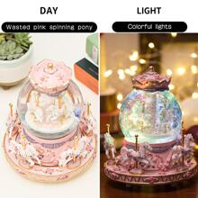 LOVE FOR YOU Gift Wrapped Music Box Carousel Horses Color Changing Lights Unicorn Snow Globe For Women Friends Female Kids Baby Girls Sister Niece Granddaughter Daughter Mom Birthday