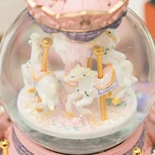 LOVE FOR YOU Gift Wrapped Music Box Carousel Horses Color Changing Lights Unicorn Snow Globe For Women Friends Female Kids Baby Girls Sister Niece Granddaughter Daughter Mom Birthday