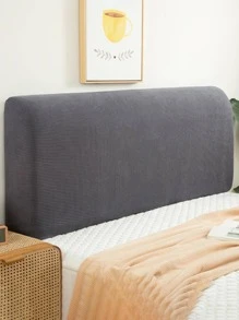 1入組素色床頭板保護罩深灰色簡約彈性硬質床頭防塵罩適用於臥室 - 深灰色 - 查看 1
