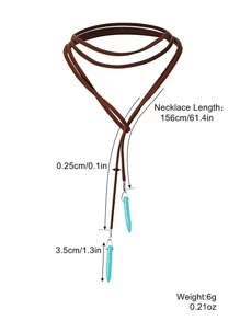 1 chiếc mặt dây chuyền hình lá ngọc lam cổ điển màu nâu đen bằng da choker dây chuyền cổ trang sức nữ bùa hộ mệnh quà tặng bạn thân trang phục hàng ngày quà tặng phụ kiện ngày lễ tình nhân giáng sinh cho phụ nữ - Nhiều màu - Xem 4
