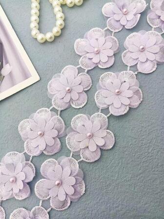 1入組花卉刺繡DIY織帶花邊