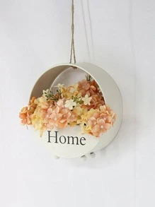 Maceta blanca para flores montada en la pared de estilo doméstico, decoración de pared de hierro de estilo nórdico para plantas, decoración del hogar, 1 pieza - Blanco - Ver 4