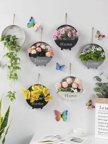 Maceta blanca para flores montada en la pared de estilo doméstico, decoración de pared de hierro de estilo nórdico para plantas, decoración del hogar, 1 pieza - Blanco - Ver 8