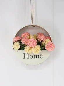 Maceta blanca para flores montada en la pared de estilo doméstico, decoración de pared de hierro de estilo nórdico para plantas, decoración del hogar, 1 pieza - Blanco - Ver 3