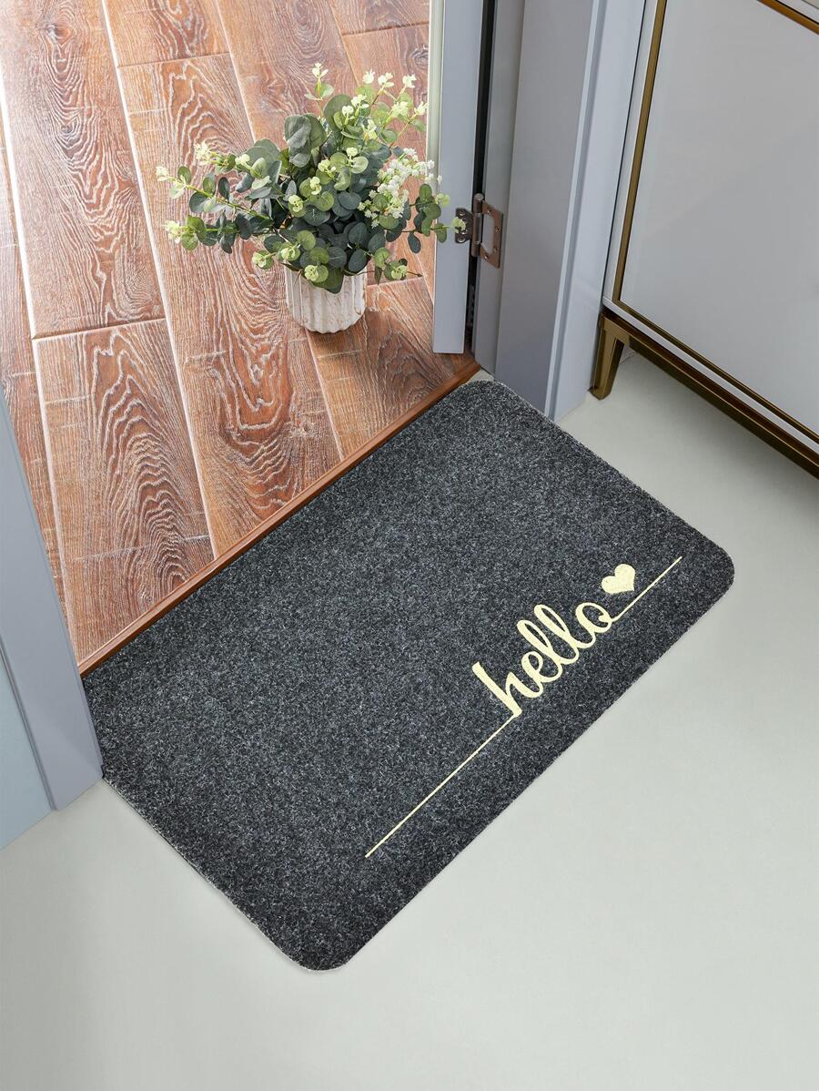 1 tấm thảm cửa thêu chữ cái - Màu xám đen - Xem 1