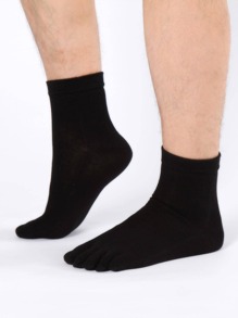 5pairs/pack Men's Mid-calf Five Toe Socks For Autumn And Winter, Breathable, Anti-odor And Anti-slip