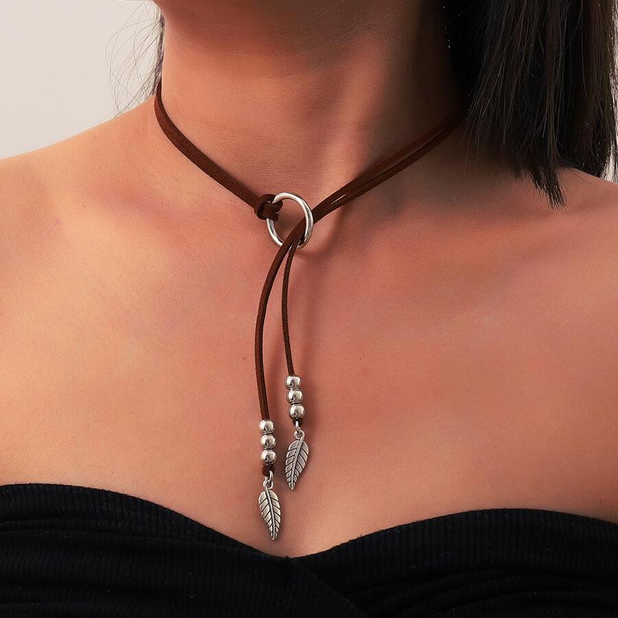 Vòng cổ lá bùa - màu nâu - Xem 1