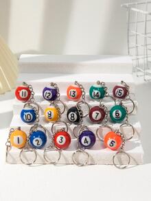 1入組隨機色創意模擬檯球鑰匙圈 - 彩色 - 查看 2