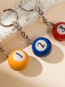 1入組隨機色創意模擬檯球鑰匙圈 - 彩色 - 查看 3