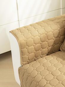 1入组絎縫細節防滑沙發巾卡其色滌綸沙發座墊四季皆宜 - 卡其色 - 查看 6