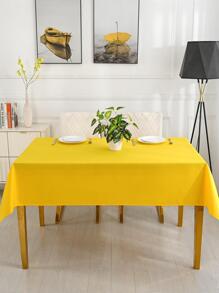 1pc Thickened Solid Color Tablecloth, Plain Weave Fabric Texture Tablecloth, Multi-Purpose Tablecloth, Home Decor, Kitchen & Dining Room Decor, Fabric Tablecloth For Holiday Party Dinner, Dining Table Cloth - Mustard Yellow - View 5