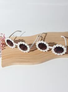 1pair Daisy Design Party Glasses Cute Shades Beach Accessories For Summer Beach Vacation,Outdoor,Travel - Multicolor - View 2