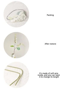 1pc Artificial Flower Stem, White Polyester Fake Flower For Home Decor - White - View 4