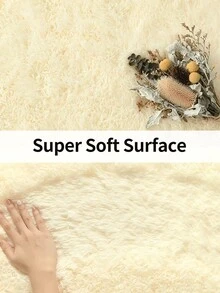 素色毛絨地毯黃色滌綸柔軟毛茸茸地毯適用於客廳、臥室 - 黃色 - 查看 3