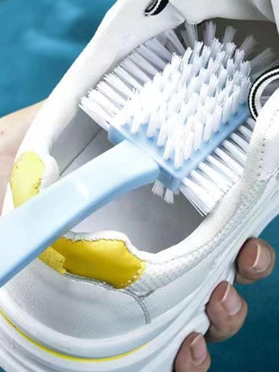 Multi-functional 5 Surface Shoe Brush Hard Bristles Plastic Clothes Washing Brush Shoe Cleaning Brush With Long Handle And Circular Design For Home Use, Random Color