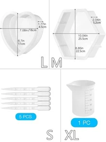 1set DIY Silicone Mold Kit, Reusable Epoxy Mold, Measuring Cup, Dropper, For DIY - Clear - View 2